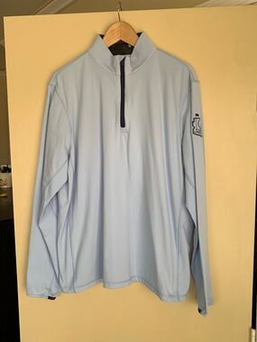 Grayson Tate 1/4 Zip Pullover Top Blue CoreNet Classic Logo Sporty Golf XL